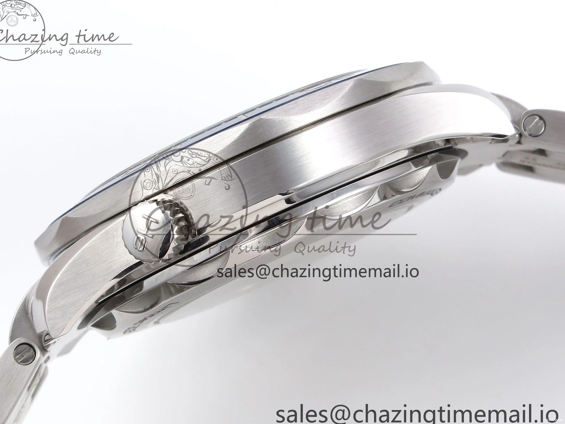 0409 HighQuality Seamaster Diver 300M OMF 1:1 Best Edition Blue Red Ceramic White Dial on SS Bracelet A 7705